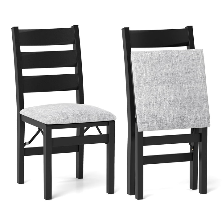 Giantex Folding Dining Chairs Set of 2, Modern Upholstered Kitchen Chairs w/Slatted Backrest &amp; Padded Seat