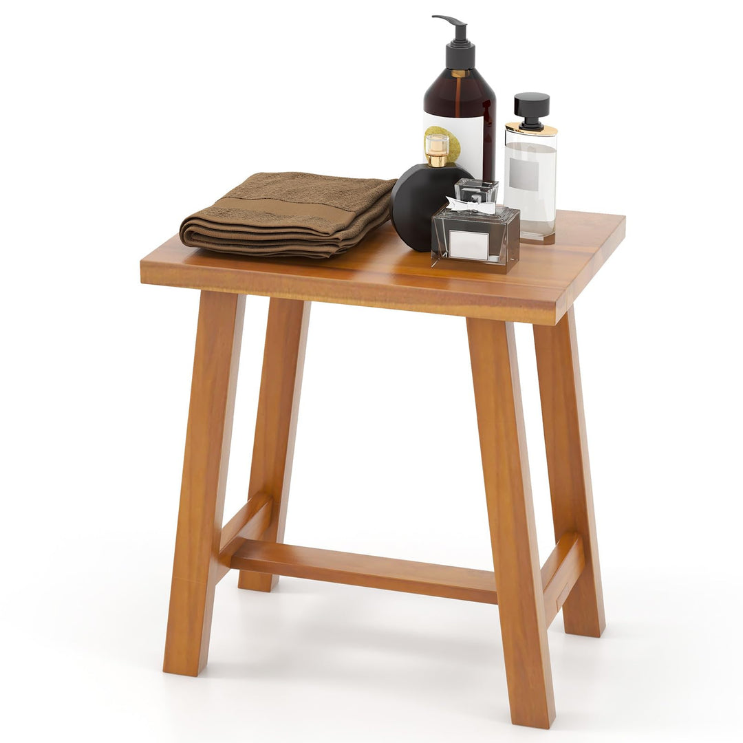 Giantex Teak Shower Bench, Waterproof Shower Stool for Shaving Legs &amp; Spa Bath, Smooth Seat