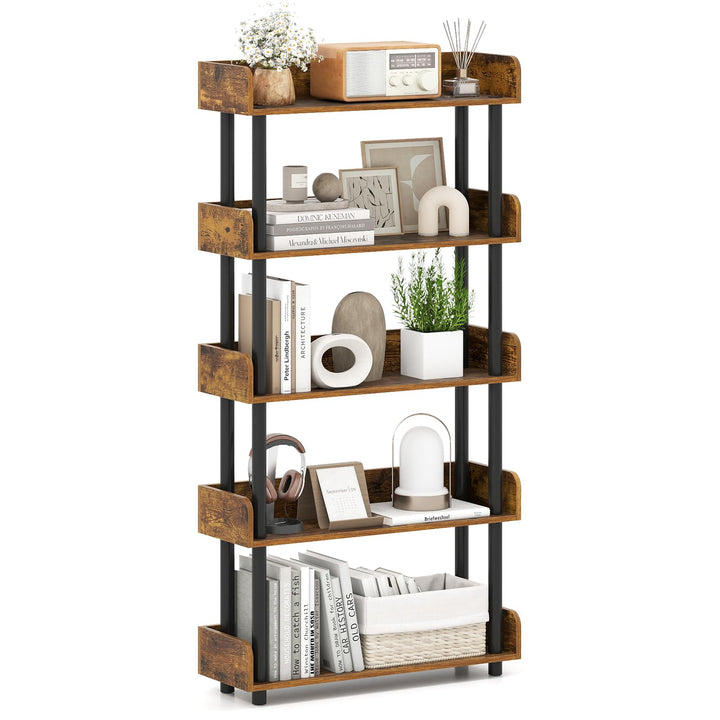 Giantex 5-Tier Bookshelf with Anti-Tipping Kit &amp; Open Storage Organizer for Living Room Bedroom