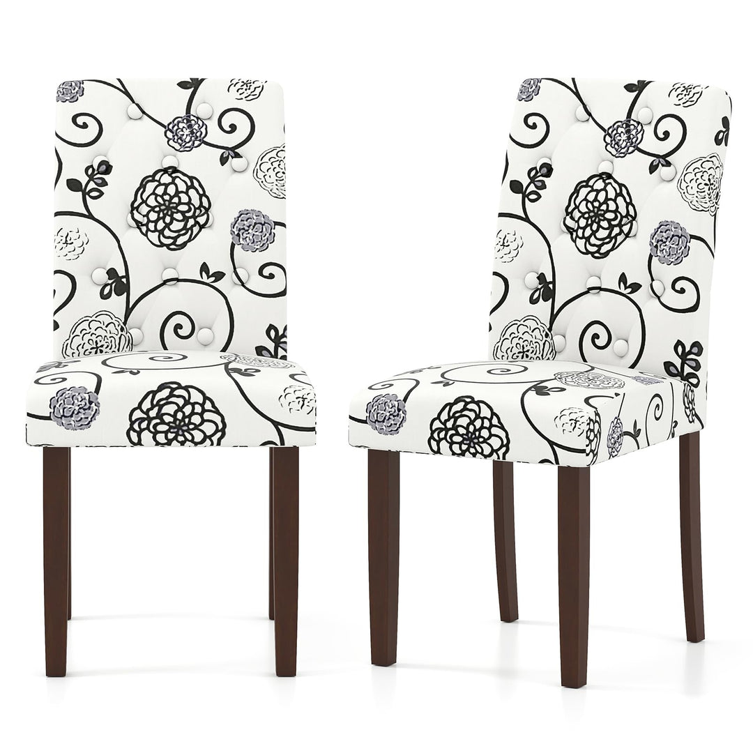 Giantex Tufted Dining Chairs Set of 2/4 Upholstered Kitchen Chairs w/Padded Seat &amp; High Backrest