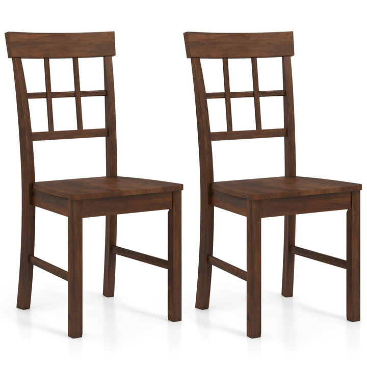 Giantex Armless Wooden Dining Chairs Set of 2/4 with Solid Rubber Wood Frame