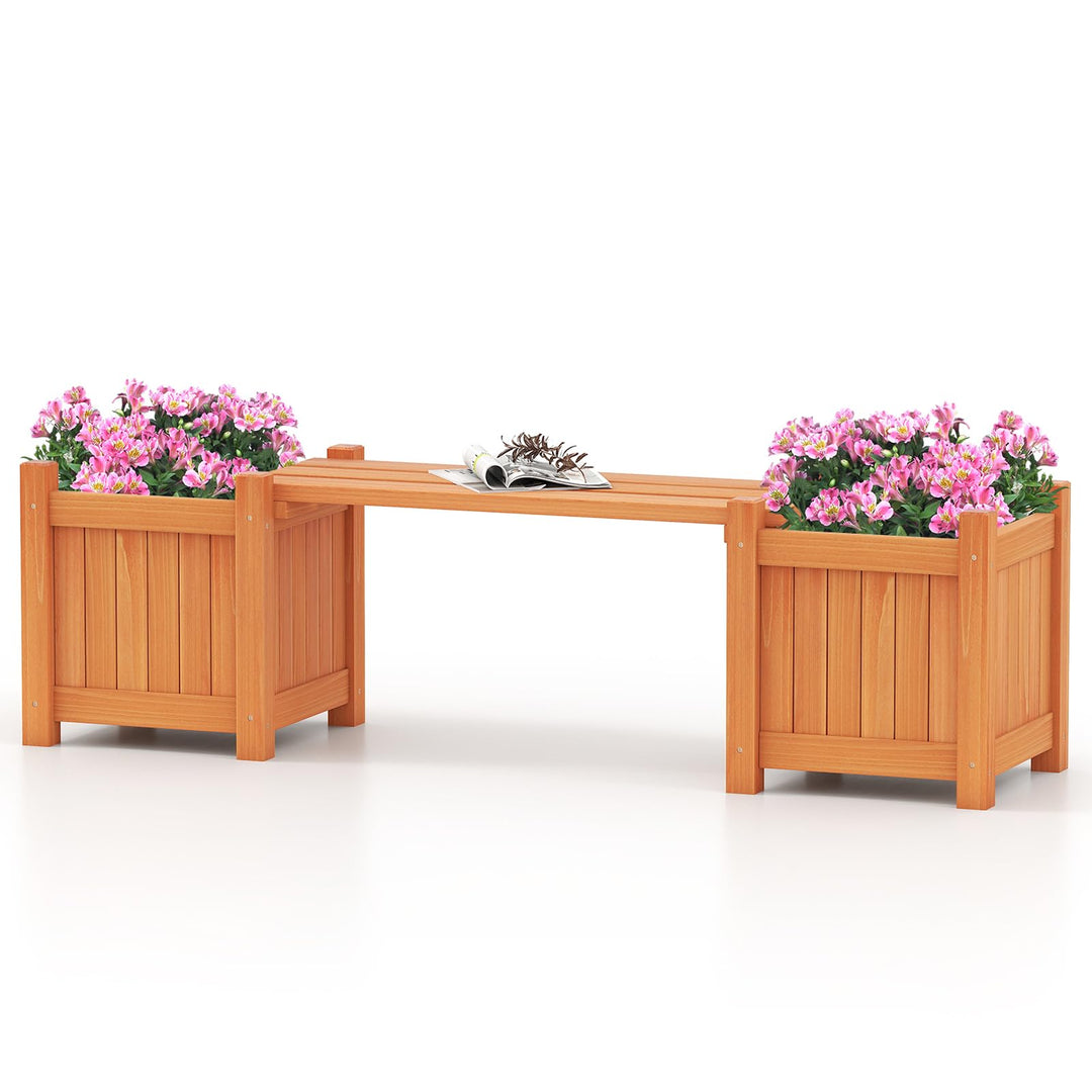 Giantex Outdoor Bench with Raised Garden Beds (42"x11"x11.5")