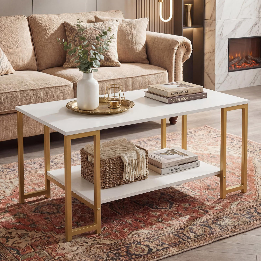 Giantex 2-Tier 39.5" Coffee Table with Storage