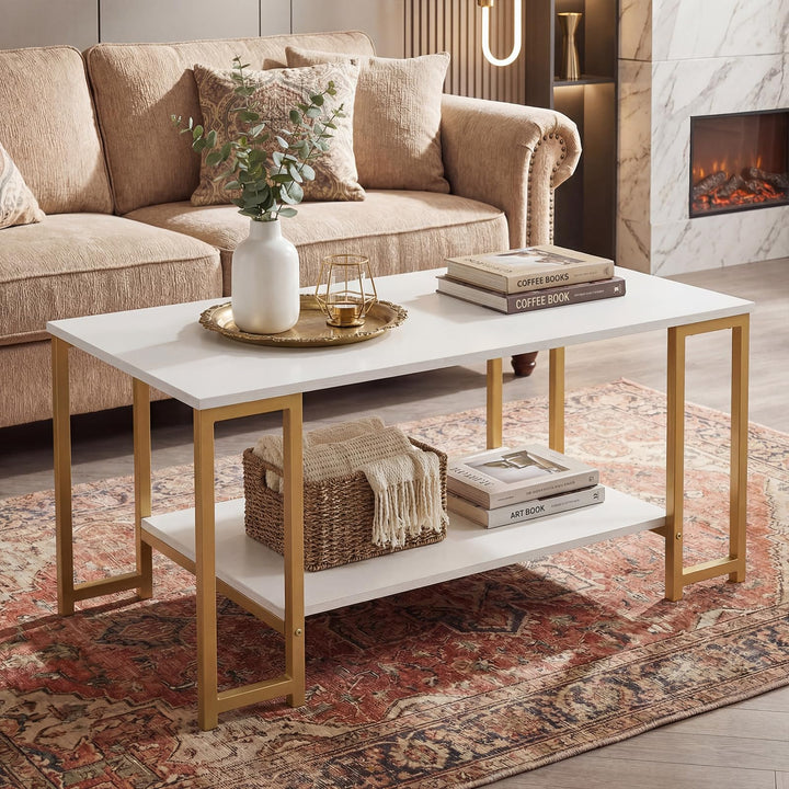 Giantex 2-Tier 39.5" Coffee Table with Storage