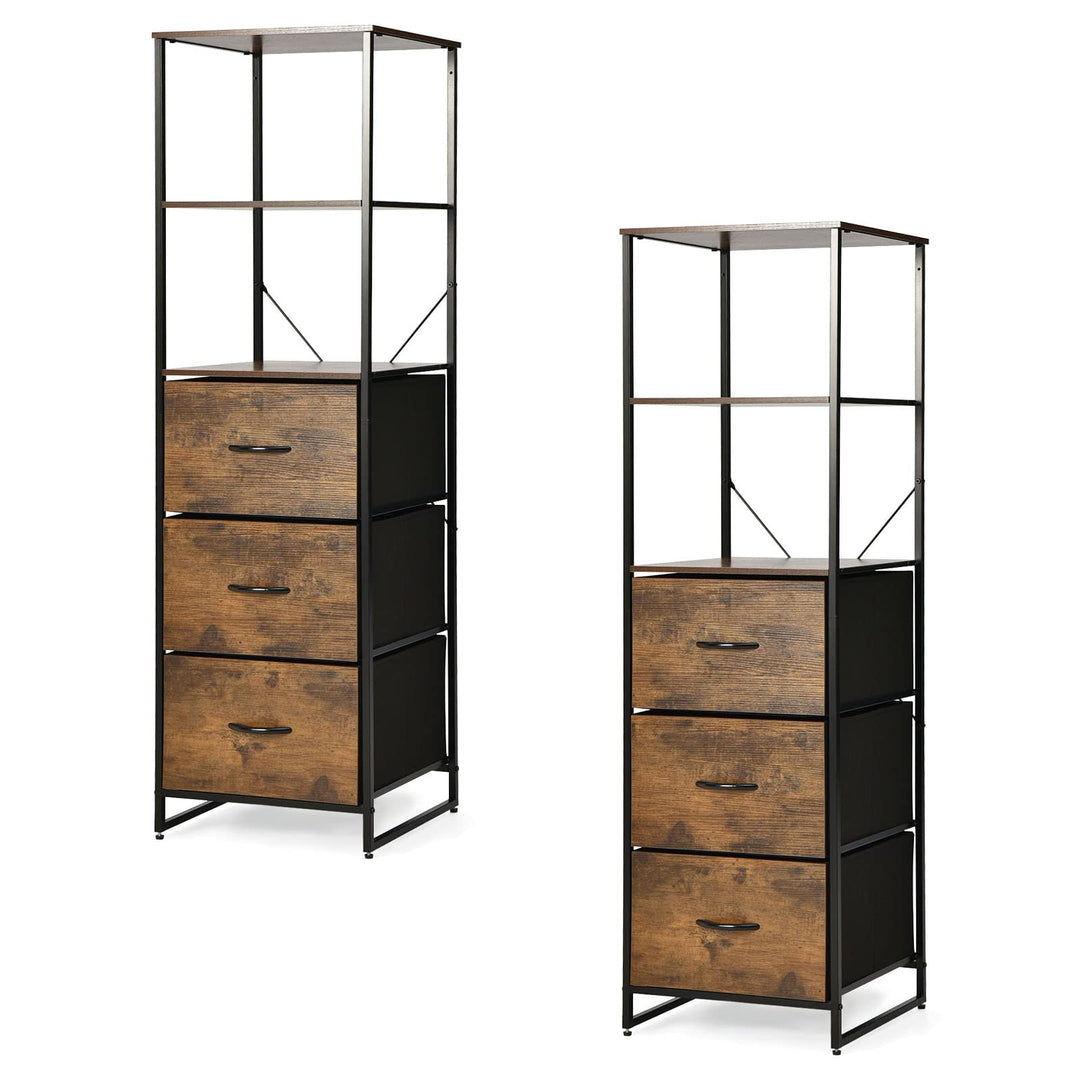 6 Tier Storage Cabinet, 61.5" Tall Storage Rack Storage Bookshelf w/Folding Drawers