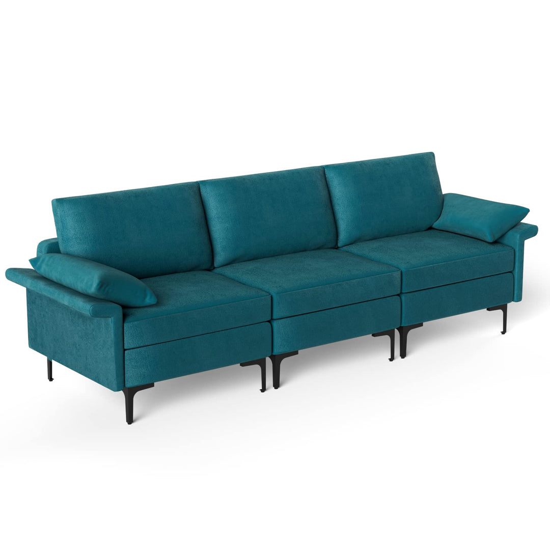 Giantex 3-Seat Sectional Sofa Couch, 100.5" L Convertible Sleeper with USB Port &amp; Outlet