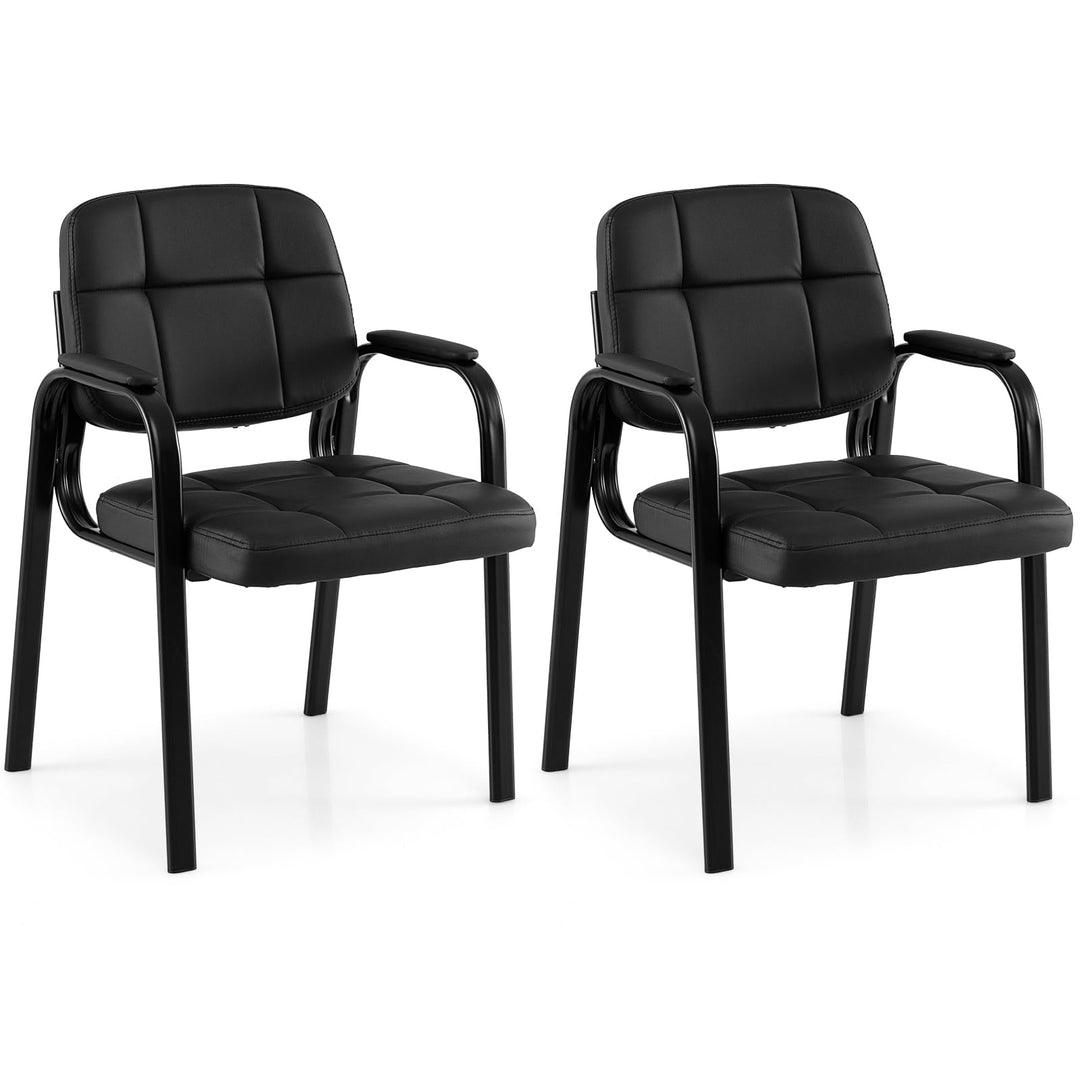 Giantex Leather Office Reception Chairs with Padded Armrests