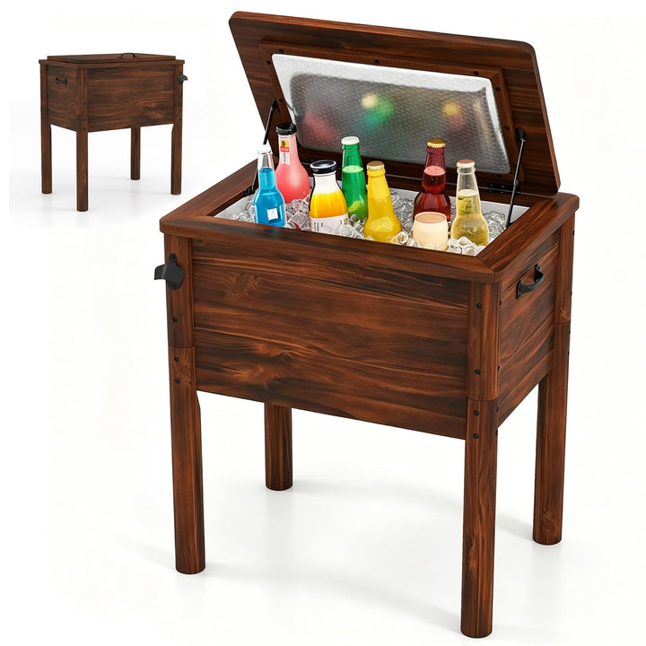 Giantex Wooden Patio Cooler for Poolside