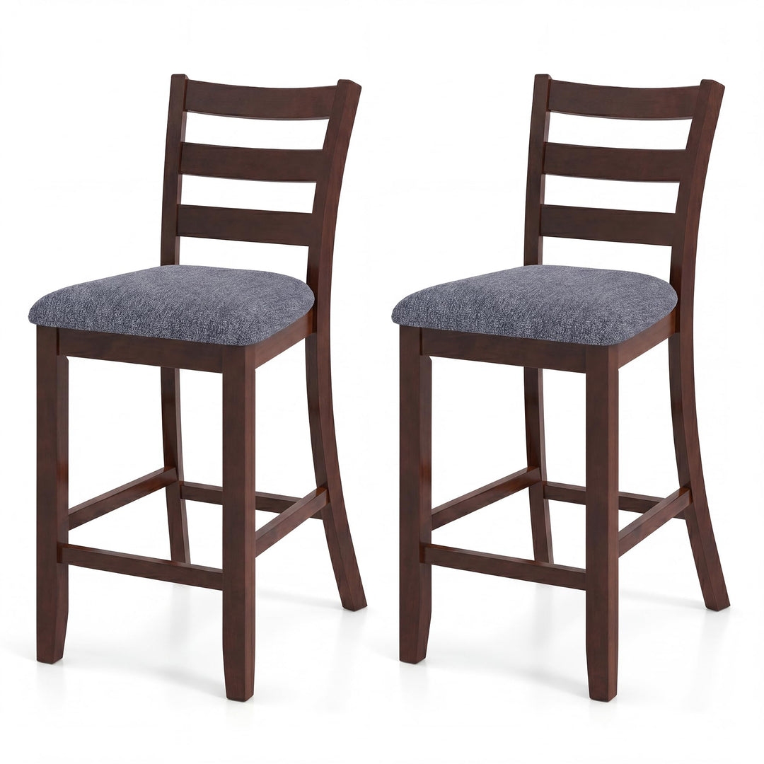 Giantex 26 Inch Farmhouse Upholstered Wooden Barstools with Footrest (2/4)