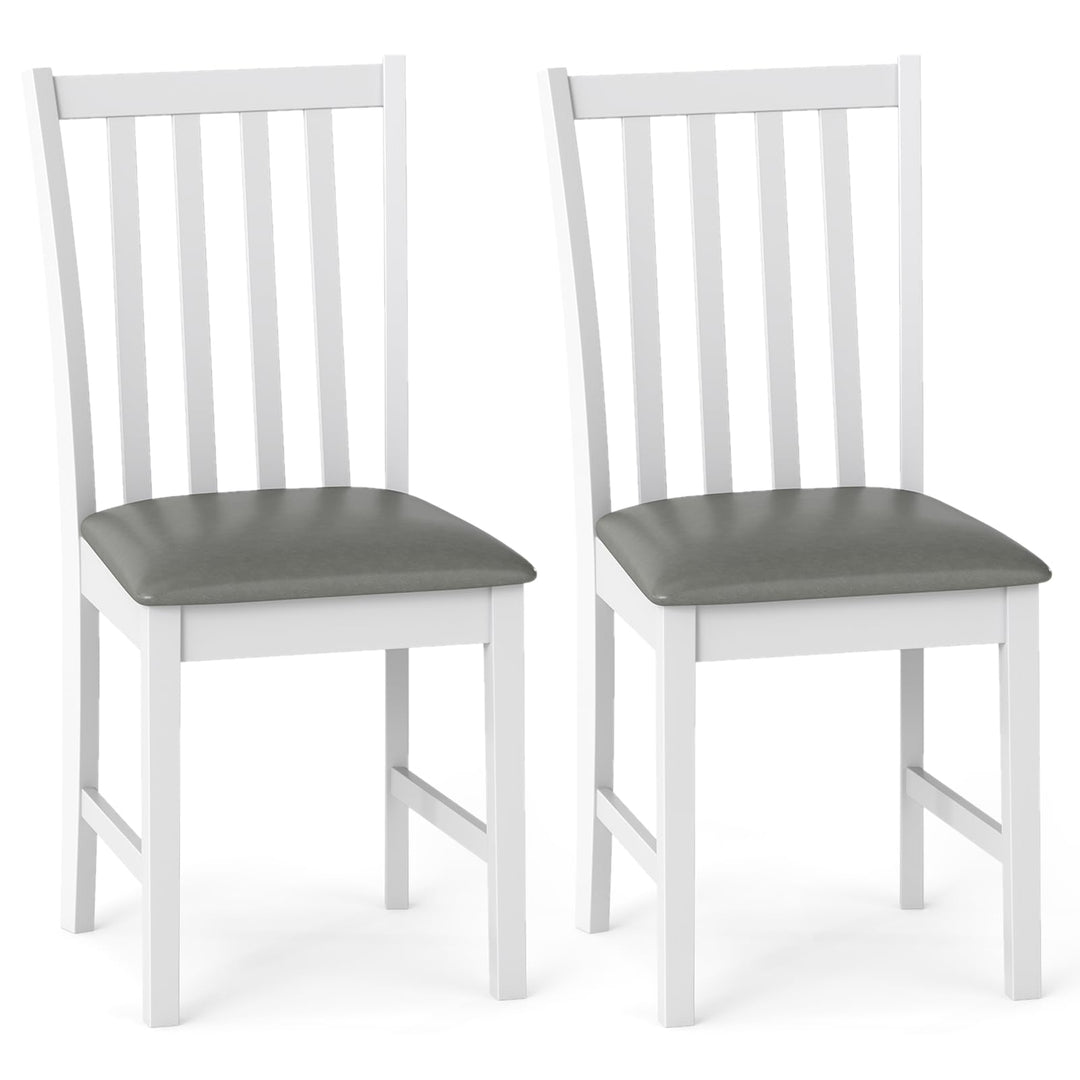 Giantex Wooden Dining Chairs Set of 2/4 Faux Leather Upholstered Kitchen Chair w/Rubber Wood Legs