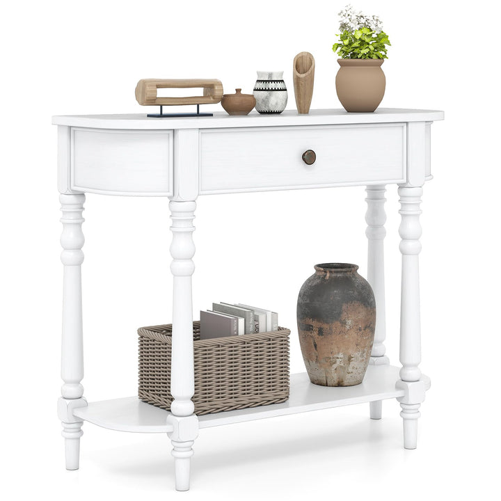 Giantex 36" Wooden Entryway Table with Storage Drawer &amp; Open Shelf