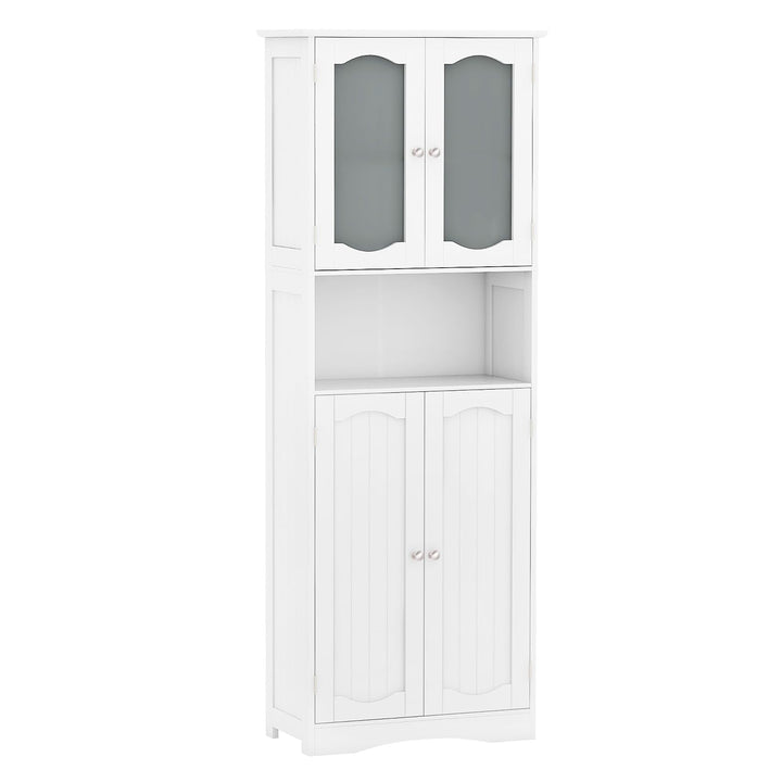 Giantex 64.5" Tall Bathroom Cabinet, Pantry Cabinet with Tempered Glass Doors, Adjustable Shelves