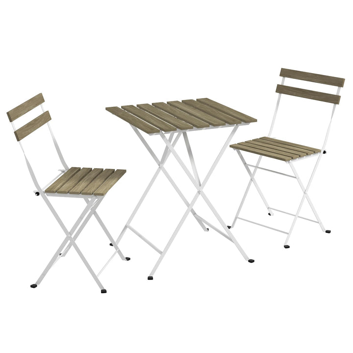 Giantex 3-Piece Acacia Wood Bistro Set with 2 Folding Chairs, Slatted Seat &amp; Tabletop