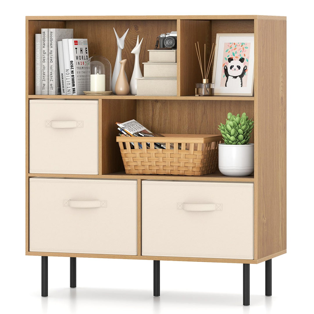 Giantex 6-Cube Bookshelf 3-Tier White Bookcase
