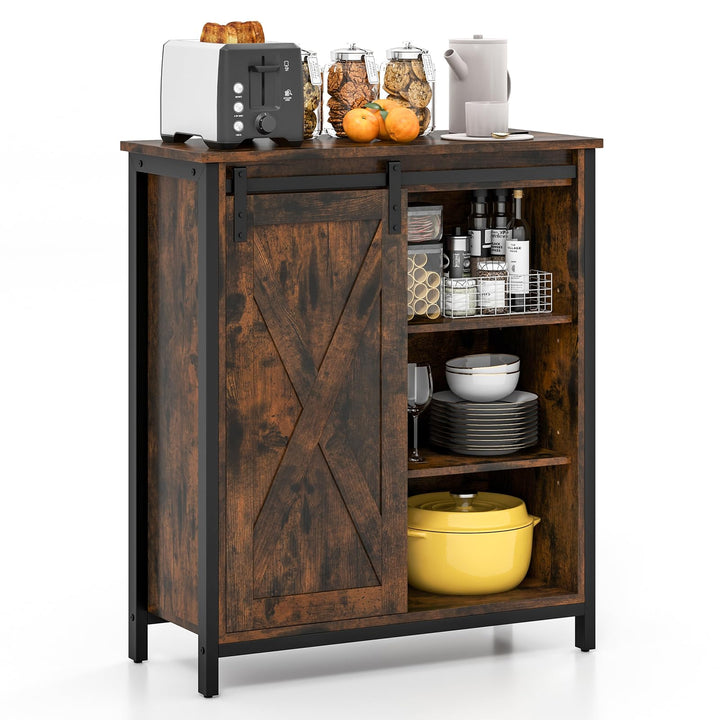 Giantex Buffet Cabinet, Farmhouse Kitchen Sideboard with Sliding Barn Door &amp; Adjustable Shelves