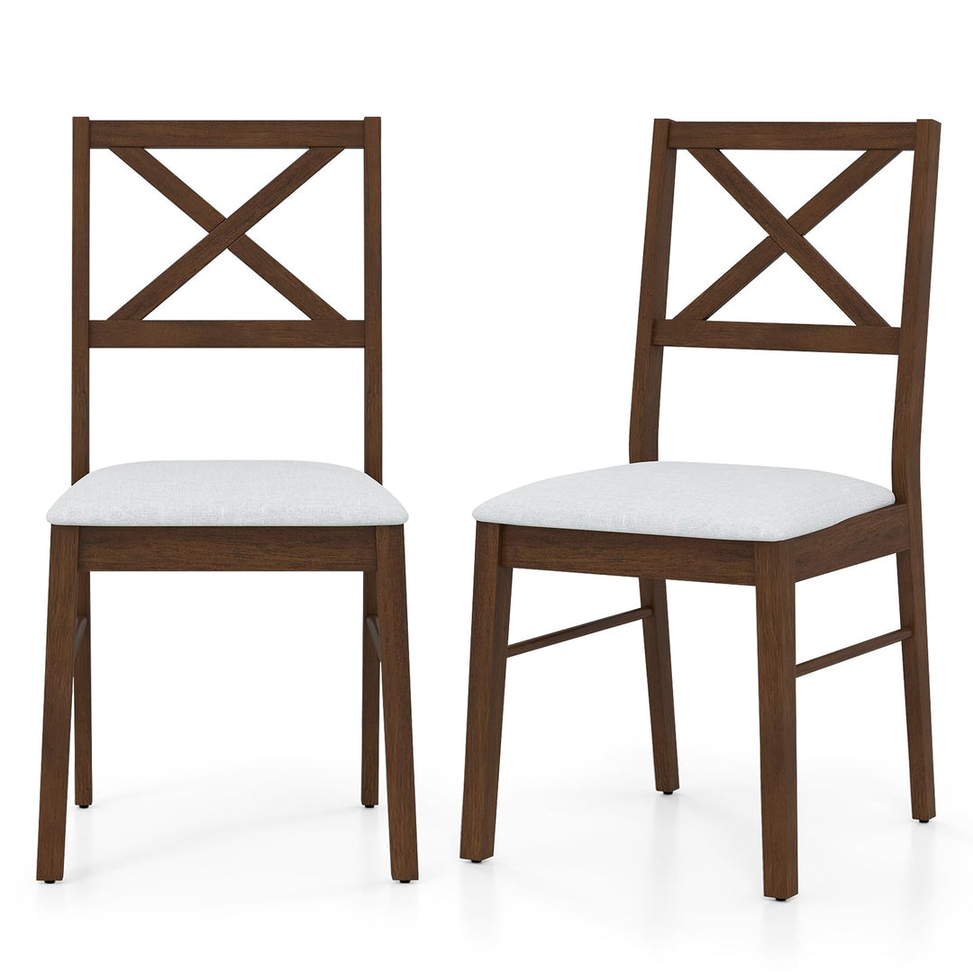 Giantex Wooden Dining Chairs Set of 2/4, Upholstered Kitchen Chairs w/Cross Back &amp; Padded Seat