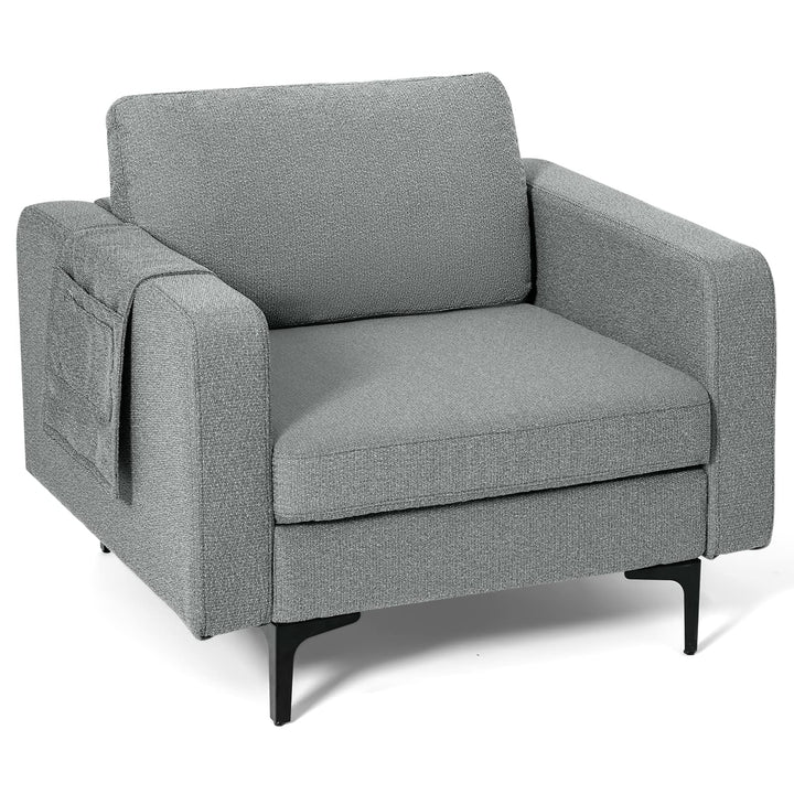 Giantex Modern Accent Chair w/Comfy Thick Cushion, Magazine Pockets
