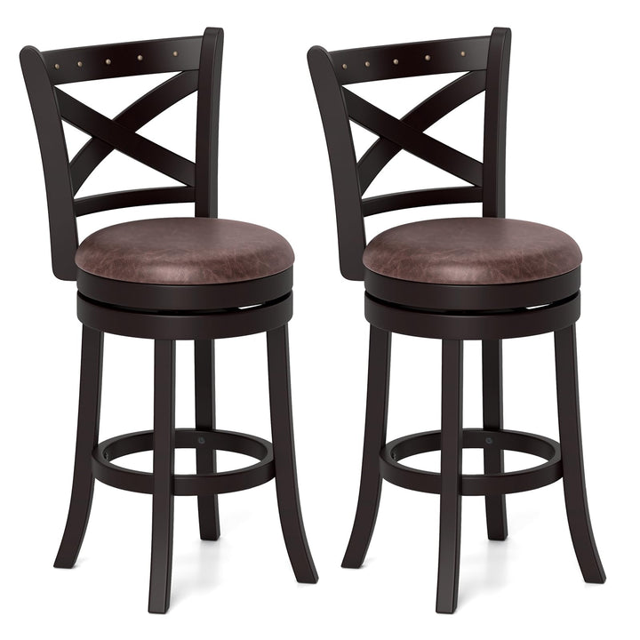 Giantex 26" Swivel Bar Stools with Backs &amp; Upholstered Faux Leather Seat