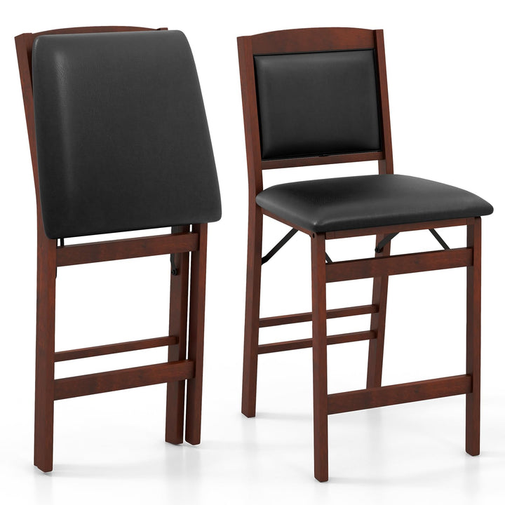 Giantex Folding Counter Height Bar Stools Set of 2/4, 24.5" Farmhouse Barstools w/Padded Back &amp; Seat