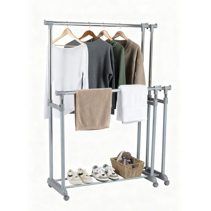 Giantex Portable Garment Clothin Rack with Adjustable Height &amp; Width for Laundry