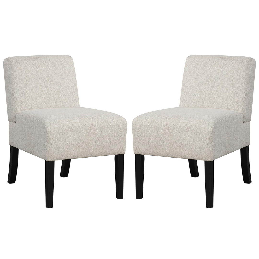 Giantex Armless Accent Chair Set of 1/2/4, Upholstered Living Room Chair with Rubber Wood Legs