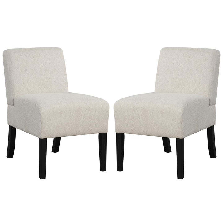 Giantex Armless Accent Chair Set of 1/2/4, Upholstered Living Room Chair with Rubber Wood Legs