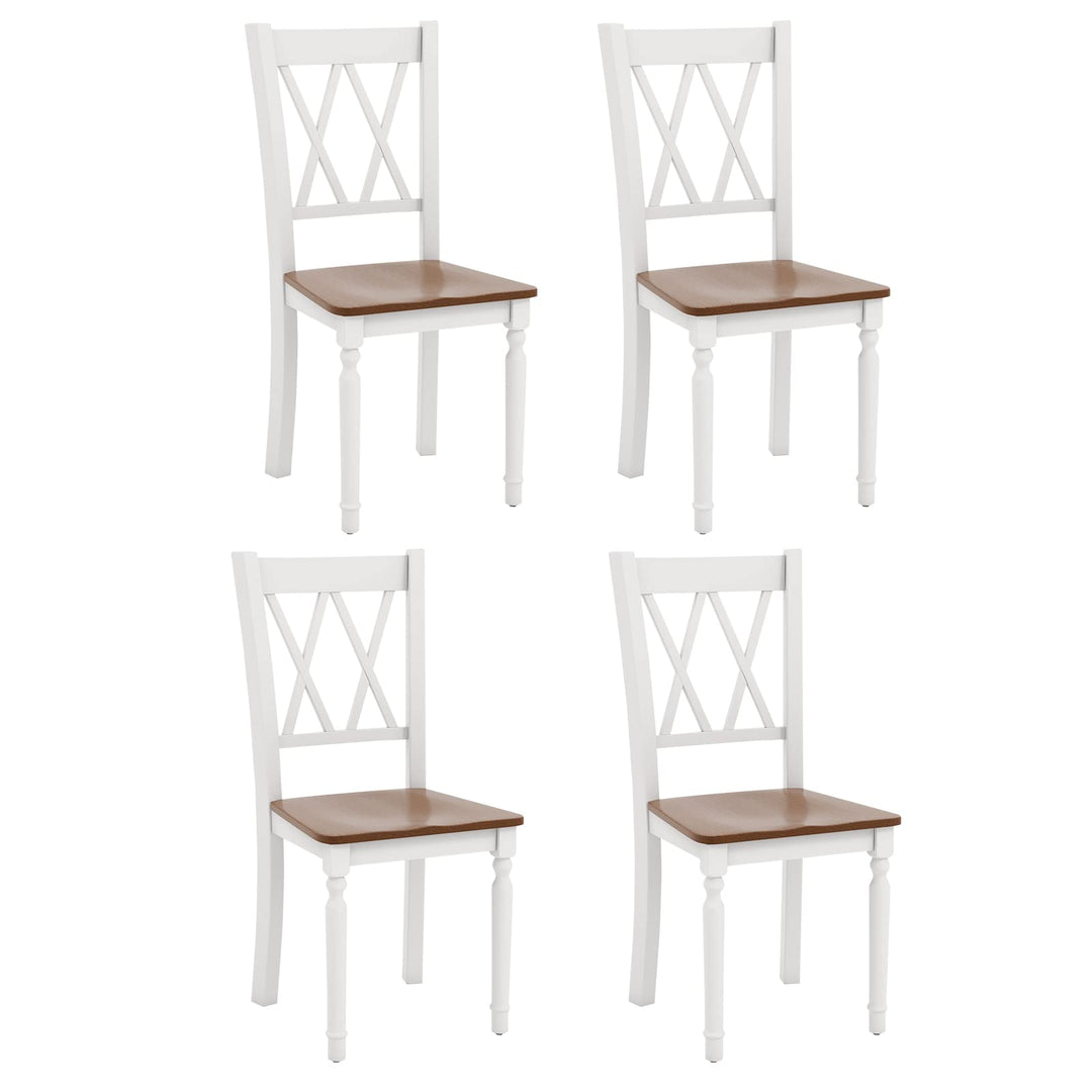 Giantex Dining Room Chairs Set of 4 White - Wooden Farmhouse Kitchen Chairs with Rubber Wood Seat