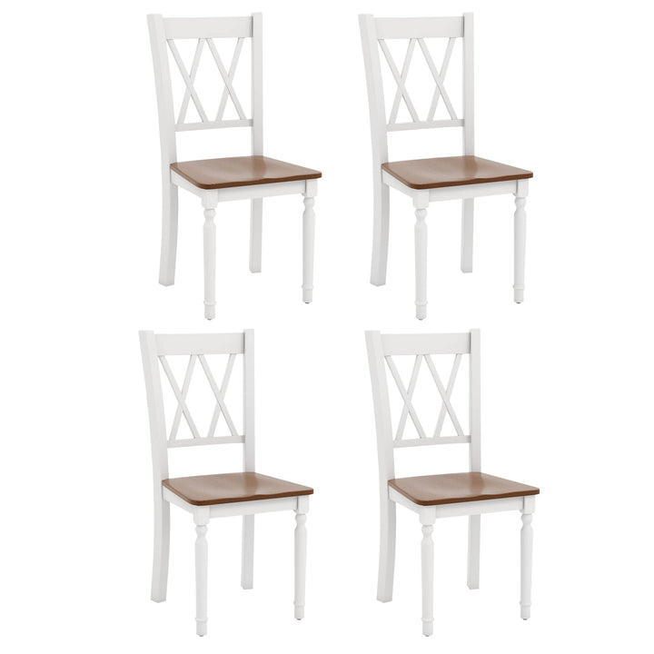 Giantex Dining Room Chairs Set of 4 White - Wooden Farmhouse Kitchen Chairs with Rubber Wood Seat