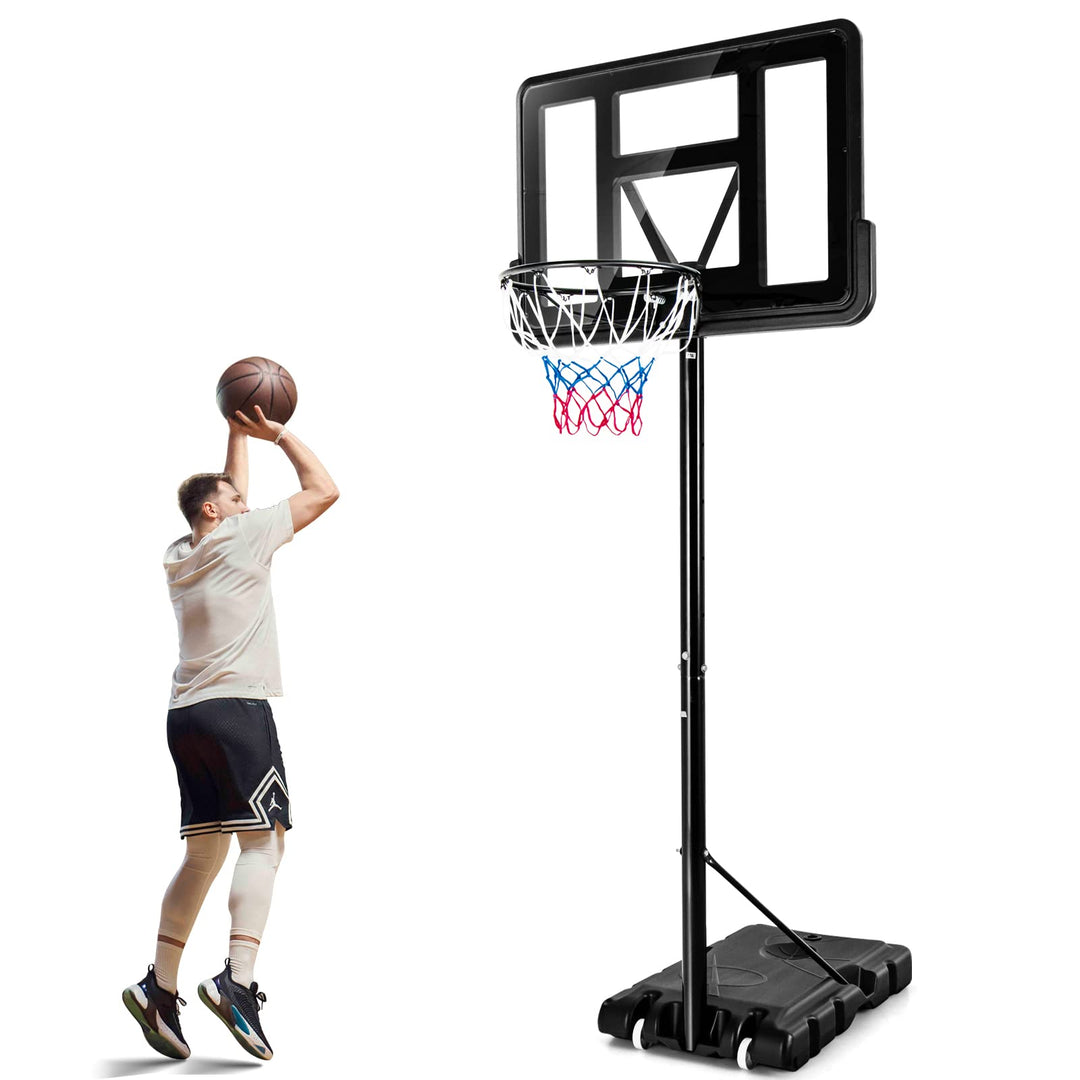 Giantex Portable Basketball Hoop Outdoor, 4.25-10ft Height Adjustable Basketball Goal System w/ 43.5" Shatterproof Backboard