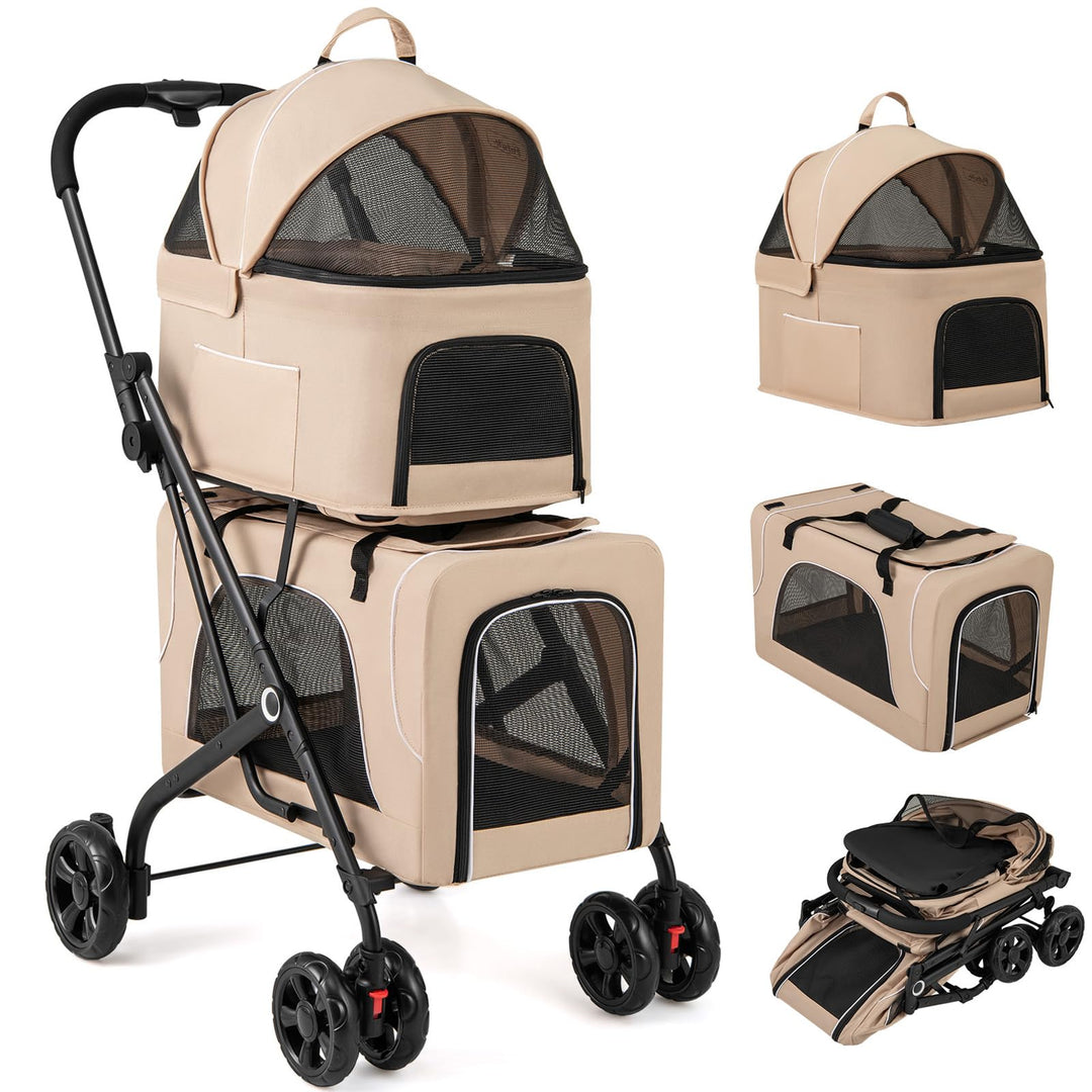 Giantex Double Dog Stroller - Pet Stroller for 2 Dogs