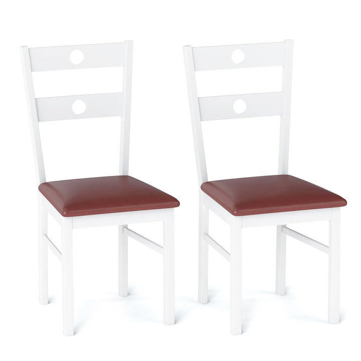 Giantex PU Leather Upholstered Kitchen Chairs w/Hollowed Backrest &amp; Padded Seat