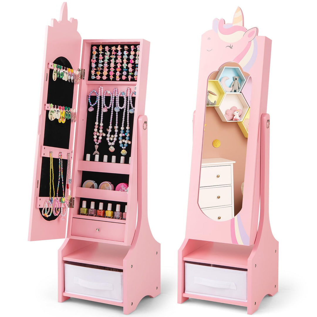CHARMAID Kids Mirror Jewelry Cabinet - 45.5&