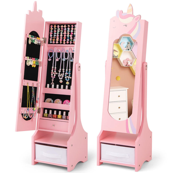 CHARMAID Kids Mirror Jewelry Cabinet - 45.5&