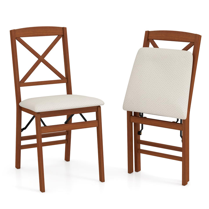 Giantex Folding Dining Chairs Set of 2/4, Modern Kitchen Chairs w/Padded Seat &amp; Cross Backrest