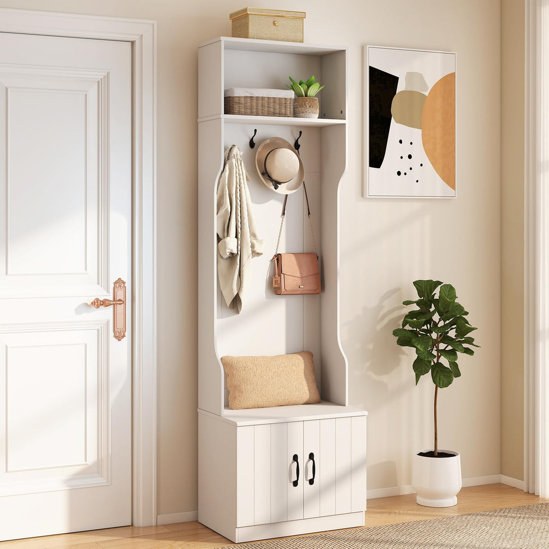 Giantex 3-in-1 Hall Tree with Bench and Shoe Storage 23.5" Tall Coat Rack