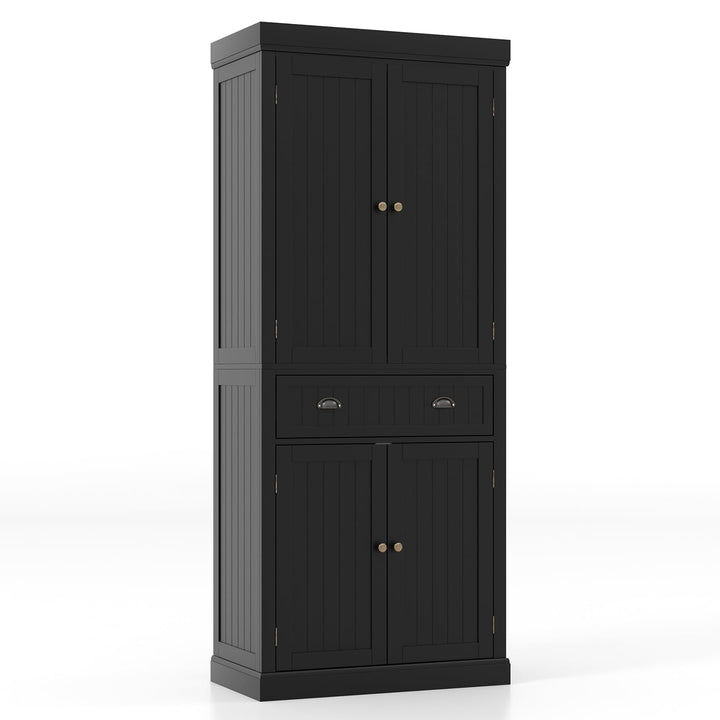 Giantex Pantry Organizers and Storage, 72" Tall Kitchen Cabinet with 2-Door Cabinets &amp; Drawer, Buffet Sideboard