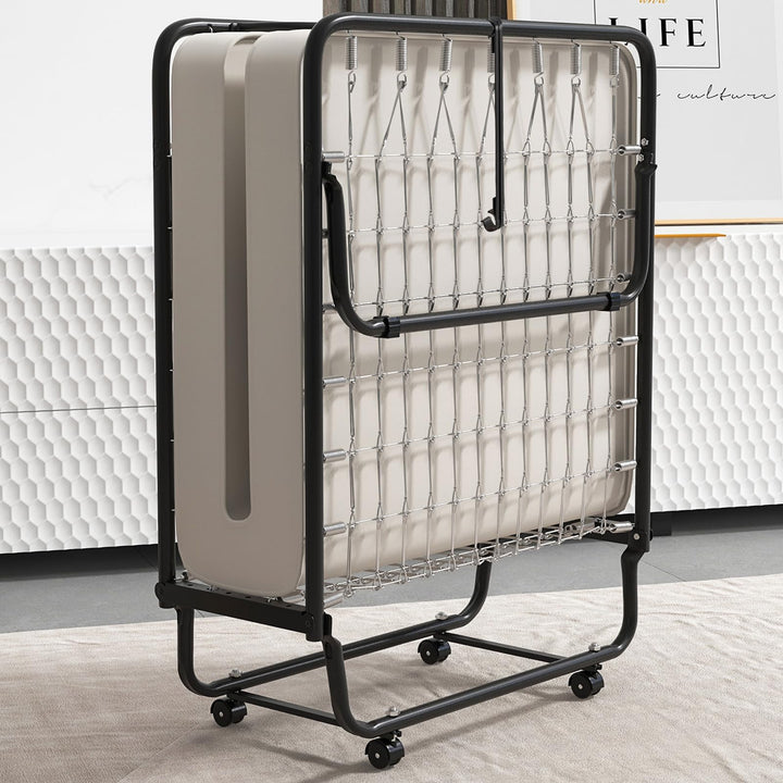 Giantex Folding Bed with Mattress for Adults, 75" x 31" Cot Size Portable Rollaway Bed with Sturdy Metal Frame