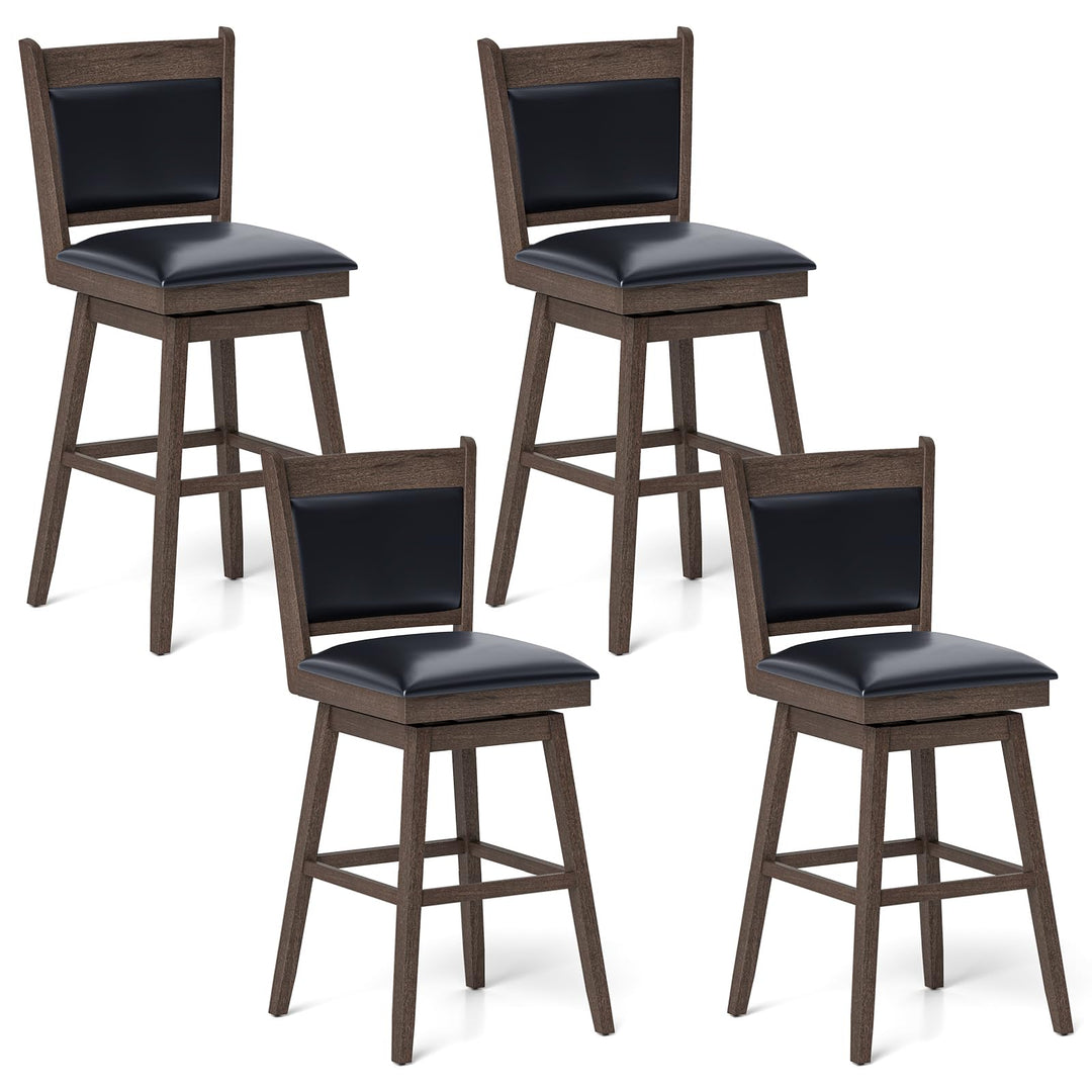 Giantex 29" Bar Stools Set, Upholstered Swivel Bar Chairs with Ergonomic Back