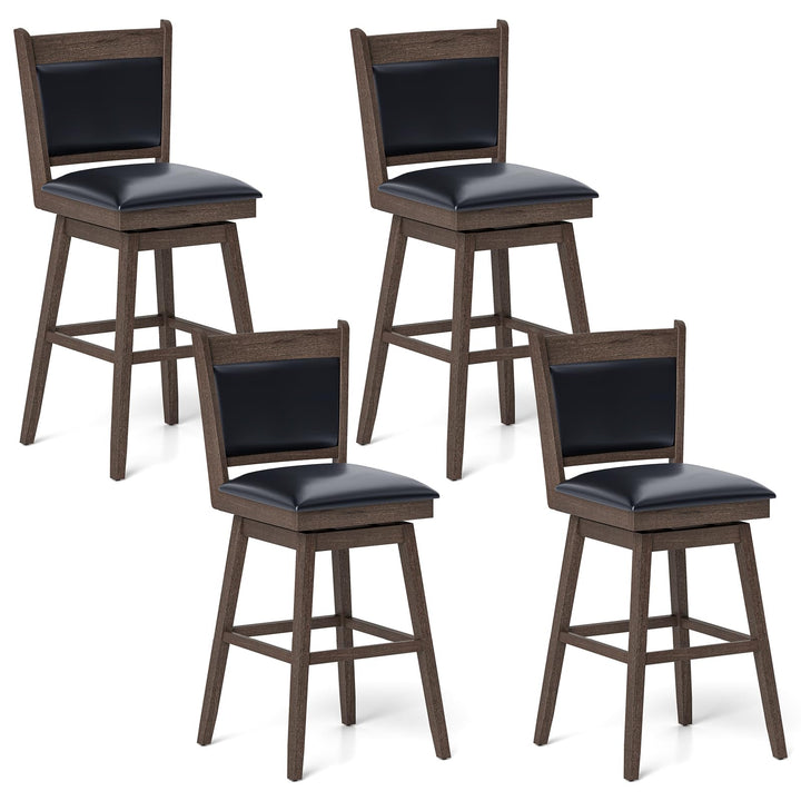 Giantex 29" Bar Stools Set, Upholstered Swivel Bar Chairs with Ergonomic Back