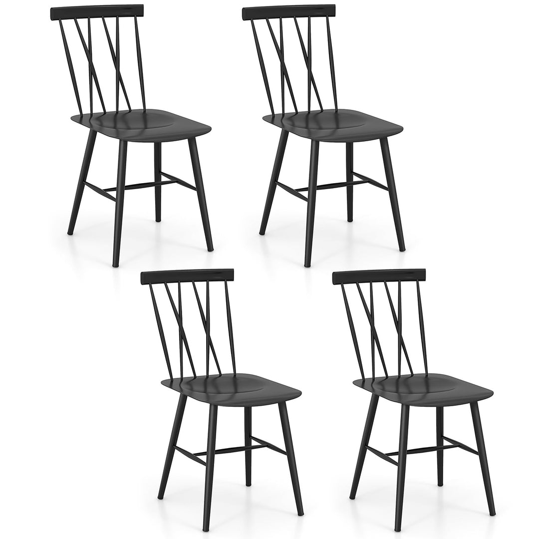 Giantex Metal Dining Chairs Set, Farmhouse Kitchen Chairs w/High Cross Backrest &amp; Curved Seat