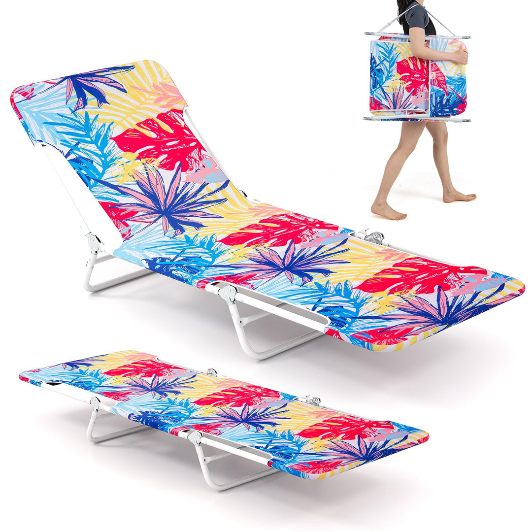 Giantex Patio Lounge Chair with 5-Position Carry Strap &amp; Metal Frame