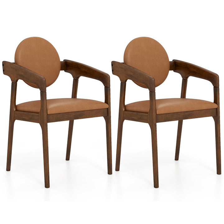 Giantex Set of 2/4 Wooden Dining Chair PU Leather Upholstered Armchairs