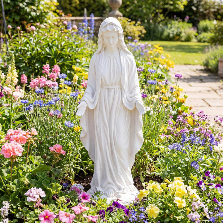 Giantex Virgin Mary Garden Statue 29.5" | Blessed Mother Outdoor Religious Statue with Serpent