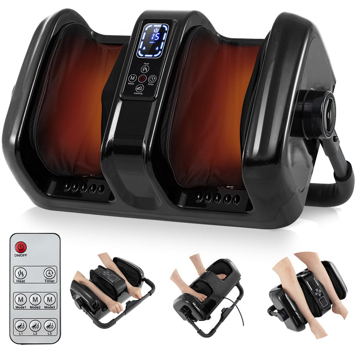 Giantex Electric Foot Massager with Heat, 3 Massage Modes &amp; Speed, Timer, 3 Intensity, Washable Cover