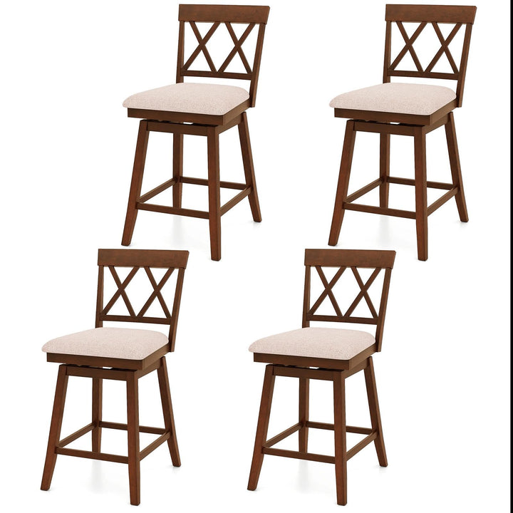 Giantex Counter Height Bar Stool with Crossed Backs and Rubber Wood Legs