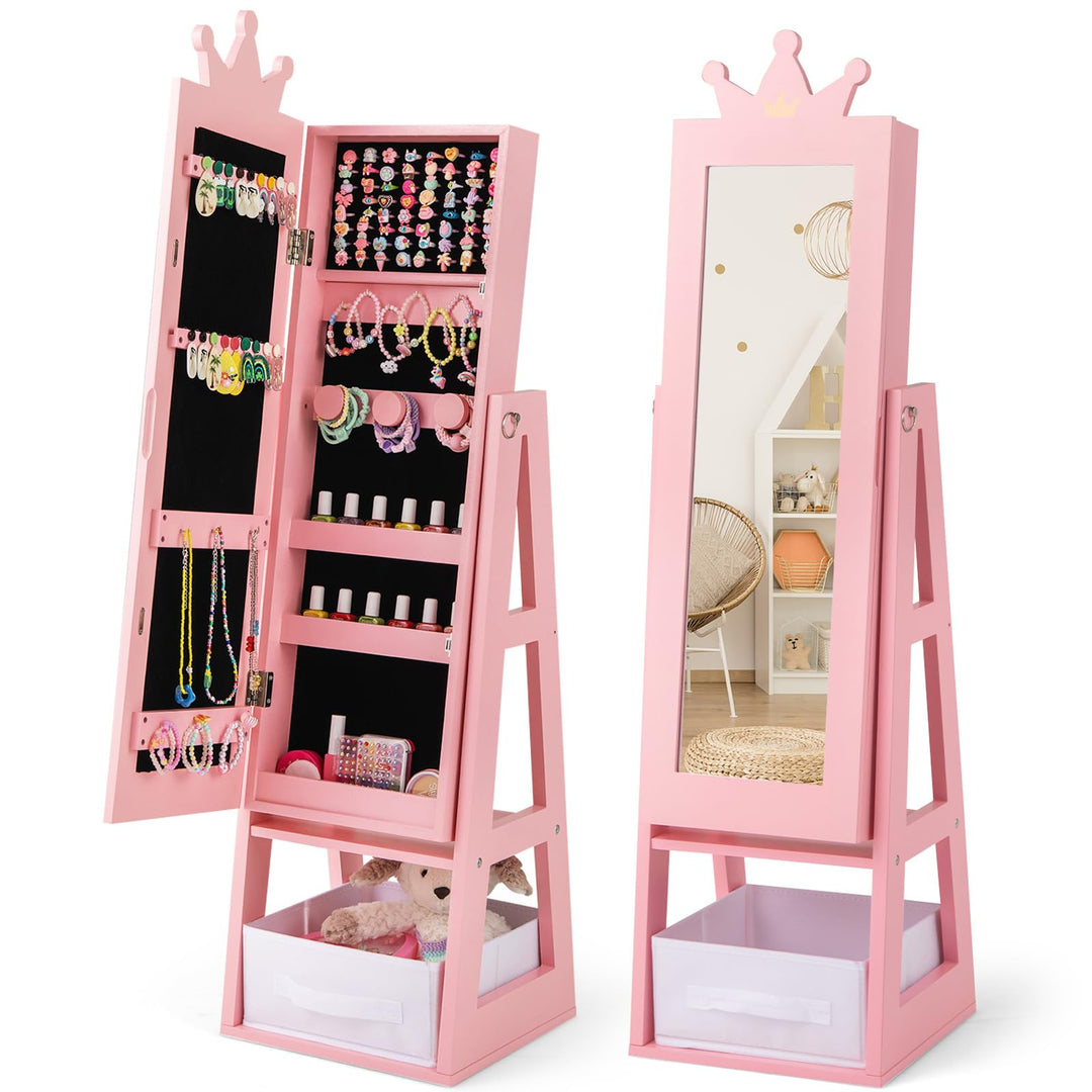 CHARMAID Kids Mirror Jewelry Cabinet - 45.5&