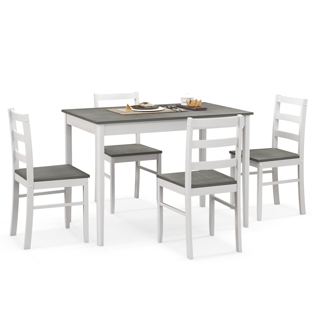 5-Piece Wooden Dining Set with Rectangular Table and 4 Chairs