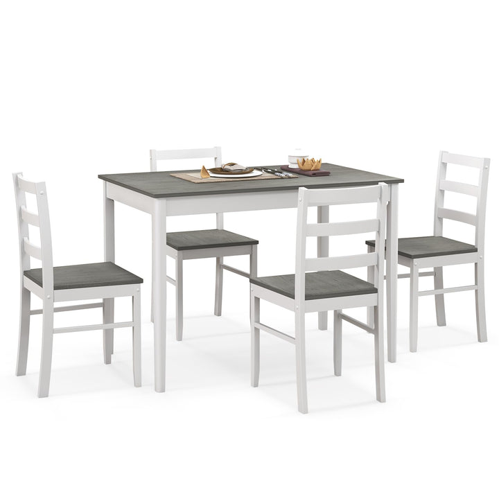 5-Piece Wooden Dining Set with Rectangular Table and 4 Chairs
