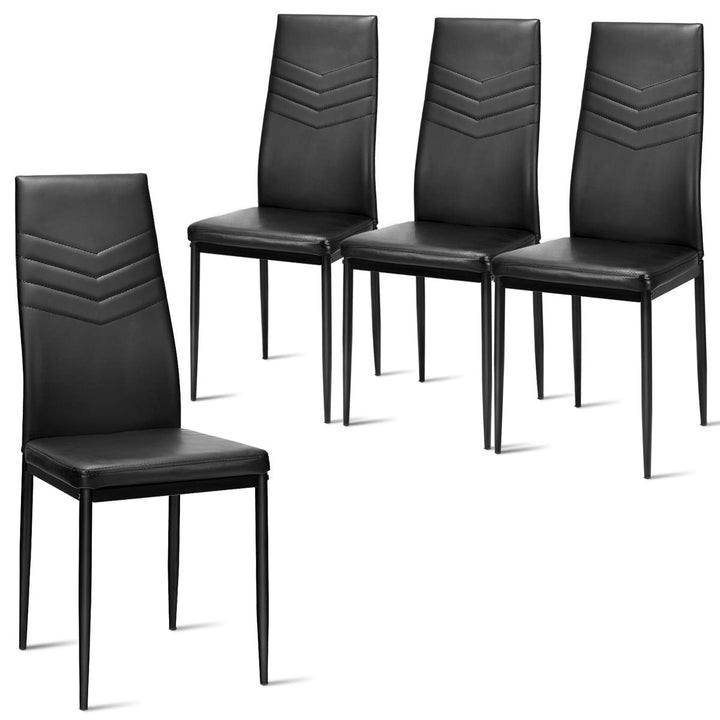 4 Dining Chairs, High Back Dining Side Chairs w/PVC Leather &amp; Non-Slip Feet Pads
