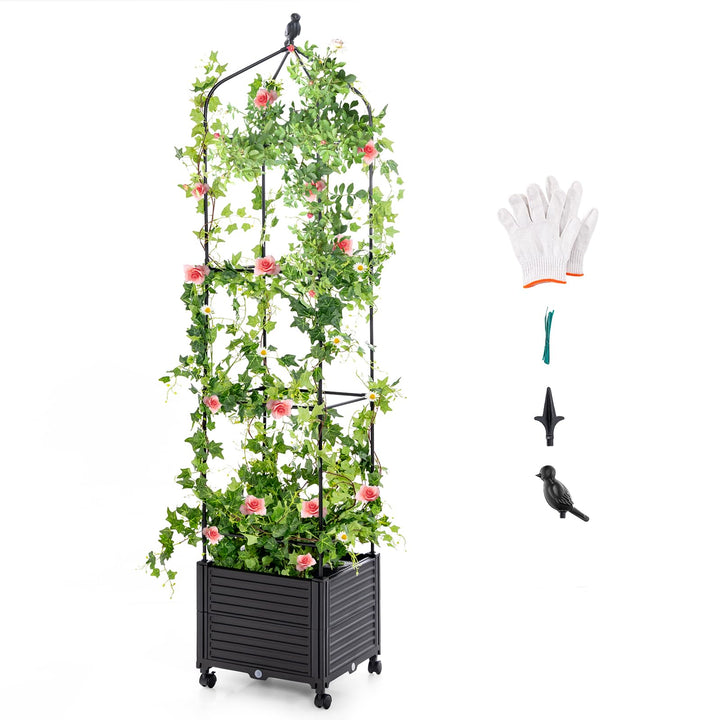 Giantex Raised Garden Bed with Tomato Cages, Obelisk &amp; Bird Top